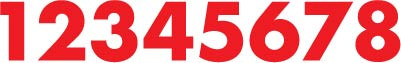 VLR-5.5-1-8 - 5.5" TALL RED CUT VINYL#'S 1-8