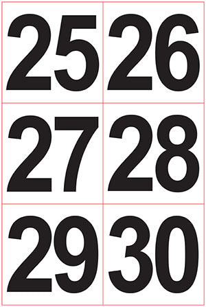 PN-4-B-25-30 - PUMP NUMBERS BLK / WH 25-30