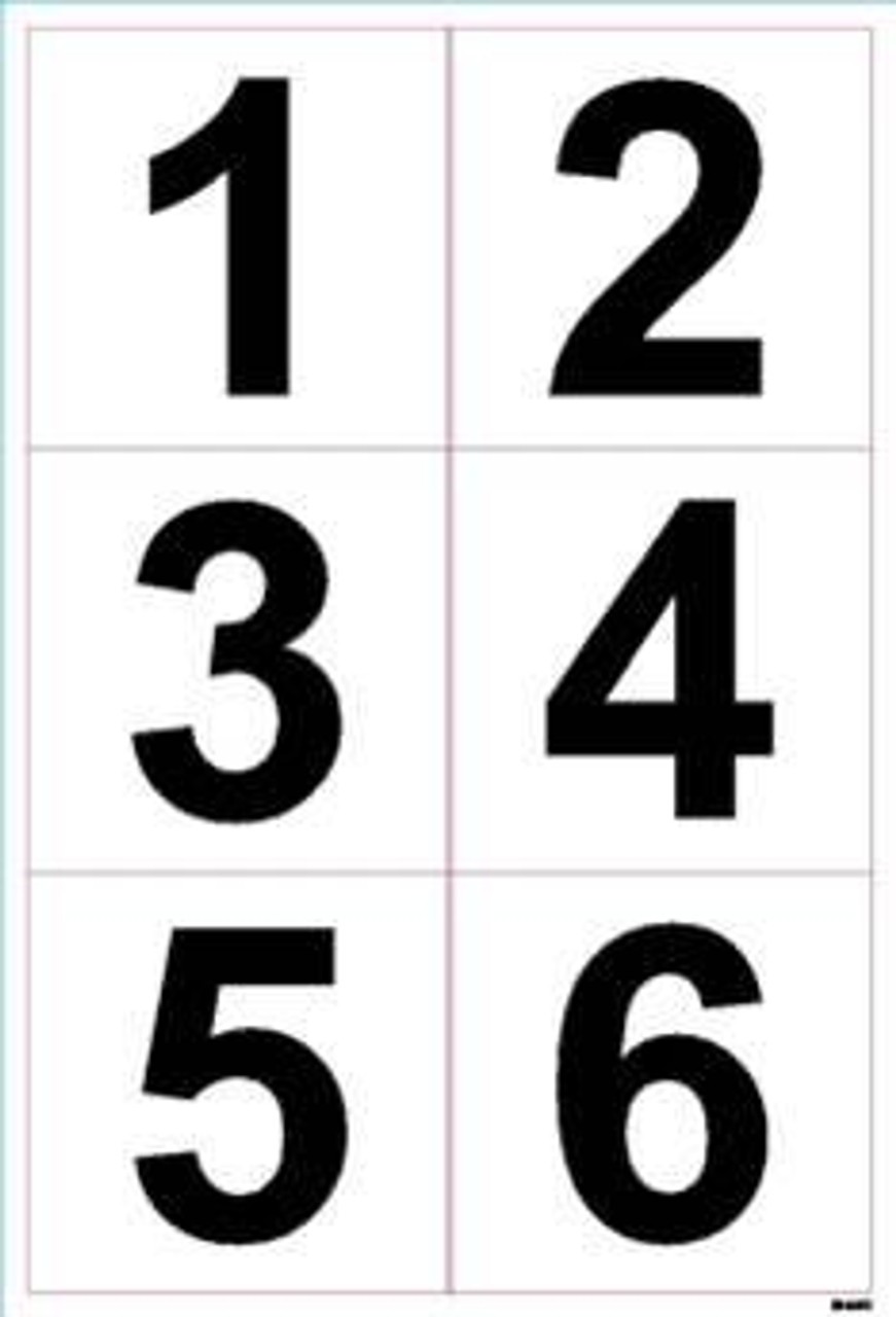 PN-4-W-1-6 - Pump Numbers 1-6 Black on White 4" x 4"