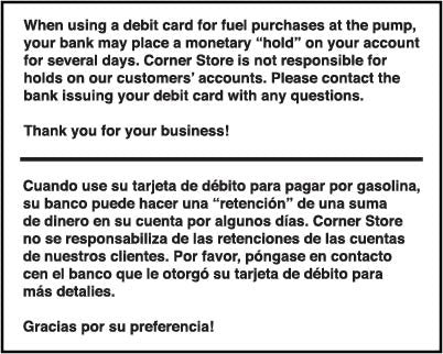 PID-TR711D - Debit Card Decal