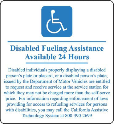 PID-1140 - Disabled Fueling Assistance 24 Hours 6.5" x 6"