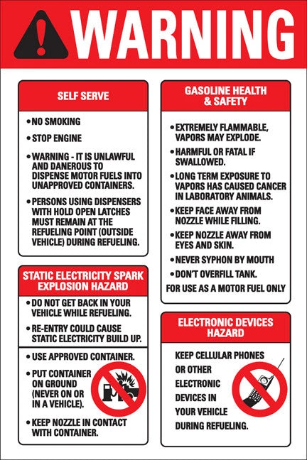PID-303 - 8" x 12" Decal - Warning Self Service