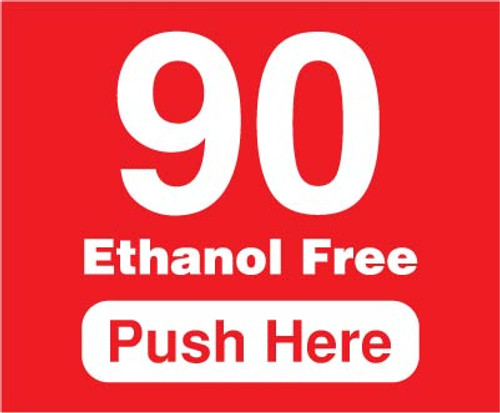 90EF-129999 - 90 Ethanol Free Push Here Octane Decal