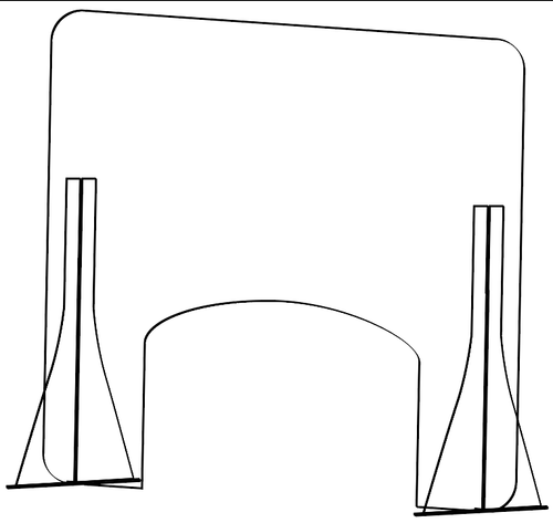 ATB-DM-W-18-12 - Clear Polycarbonate Barrier - Stand Mounted - 31" X 31" (1/8" thick) - 18" X 12" WindowSneeze Guard
