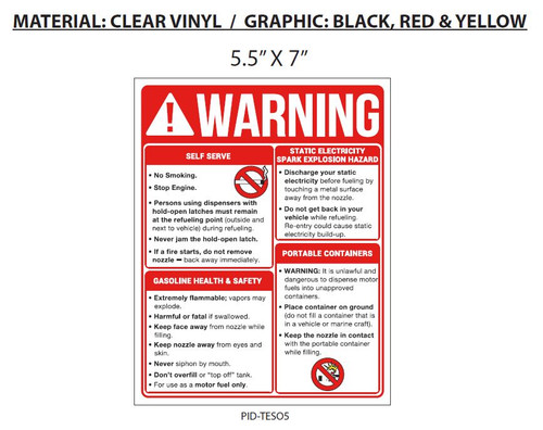 PID-TESO5 - 7X5.5 WARNING WHITE VINYL