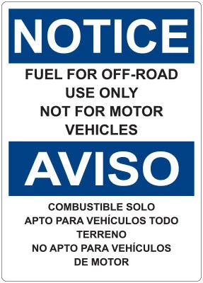 PID-NOTICE - FUEL FOR OFFROAD USE ONLY