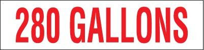 PID-TC-280 - 12X3 280 GALLONS RED/WHT DECAL