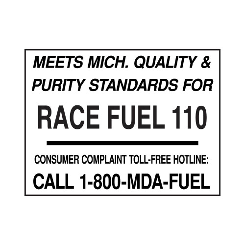 PID-MICH110 - 4x3 Vinyl Decal Race Fuel 110