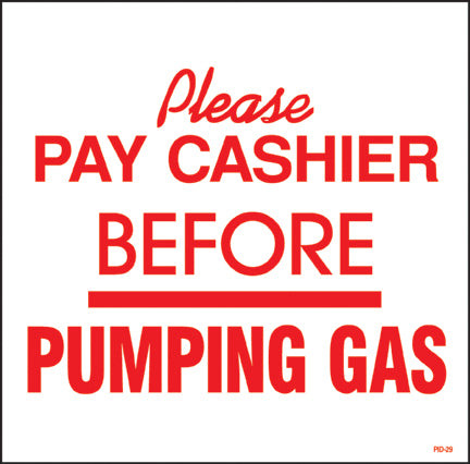 PID-29 - RED ON WHITE 6"X6" PLEASE PAY