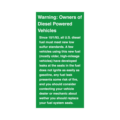 PID-DCL167A - Warning - Diesel Powered Vehicles Decal