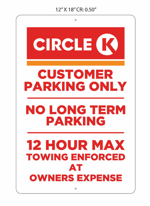 CircleK-NLTP - 12" x 18" Metal No Parking Sign