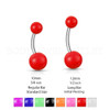 Red Acrylic Balls - 316L Surgical Steel Belly/Navel Ring Piercing - 14 Gauge (1 Piece)