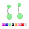 Green Acrylic Balls - 316L Surgical Steel Belly/Navel Ring Piercing - 14 Gauge (1 Piece)