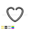 Ear Cartilage piercing Black Heart Ring Steel | BodyJewelOutlet