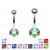 Light green Belly Piercing navel CZ Surgical Steel | BodyJewelOutlet