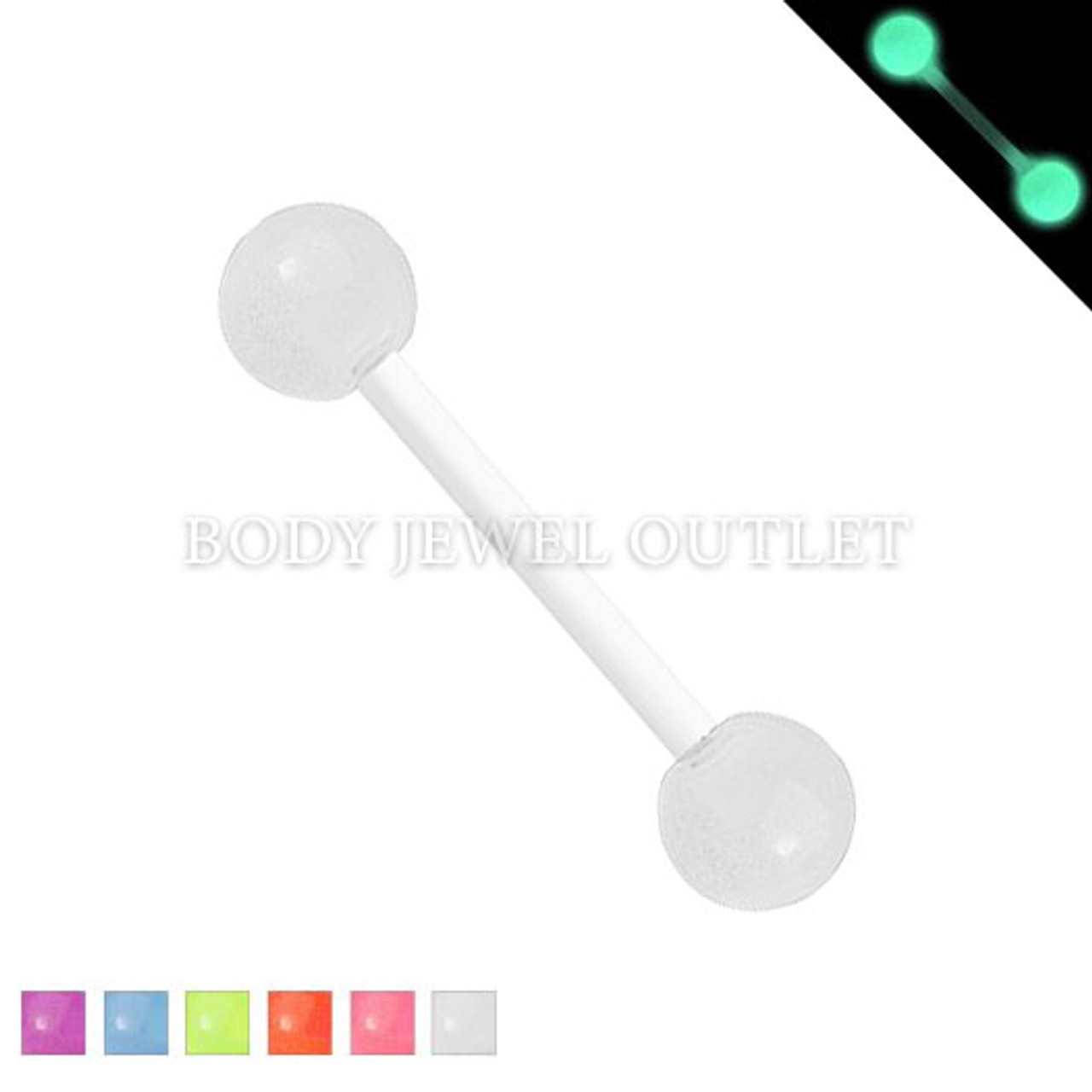 GLOW IN THE DARK VIBRANT STAR TONGUE RING PIERCING BARBELL 14 Gauge 5/8" JEWELRY 
