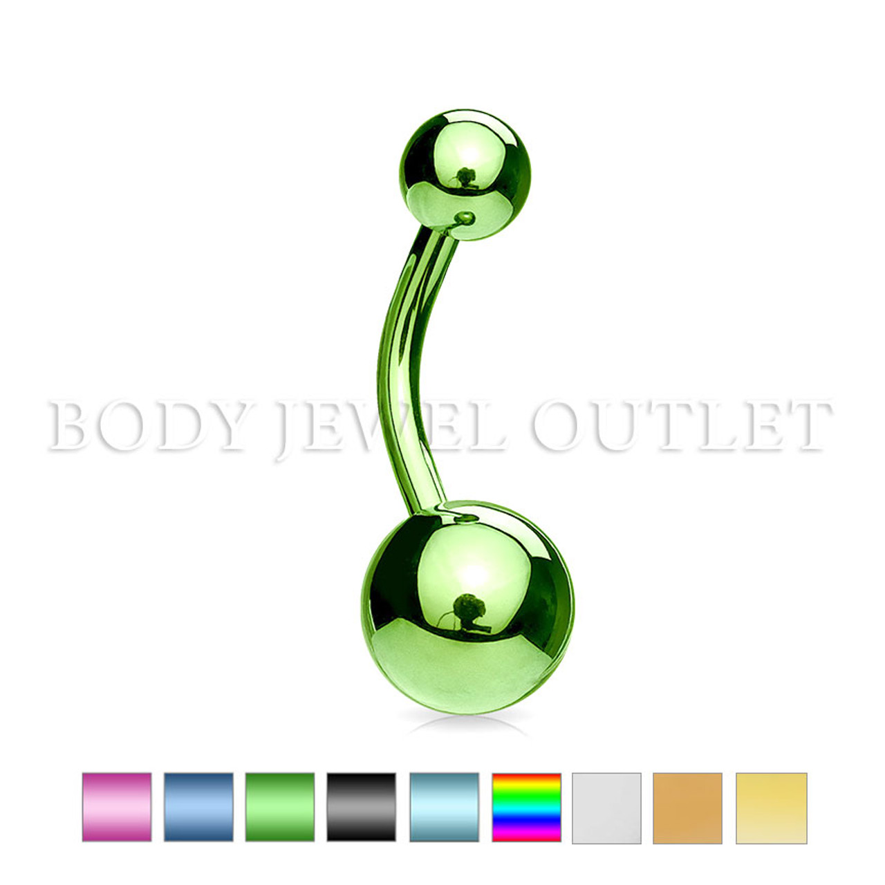 Belly Piercing Green Ion Plating Steel | BodyJewelOutlet