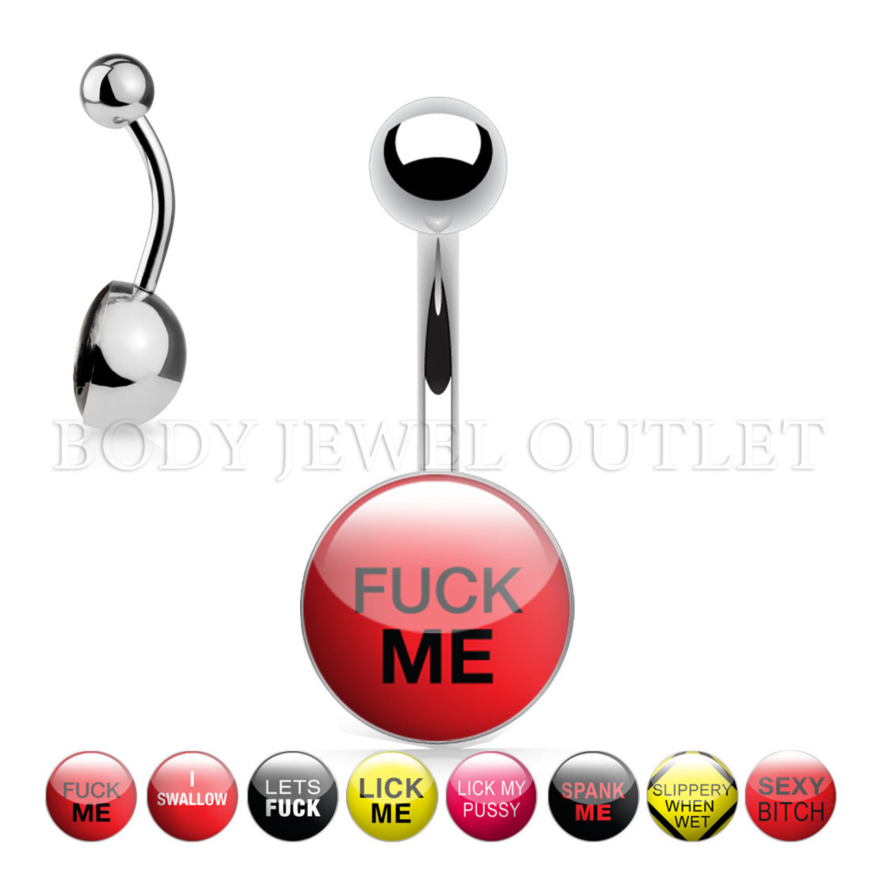 Belly Piercing Fuck Me Logo Surgical Steel | BodyJewelOutlet