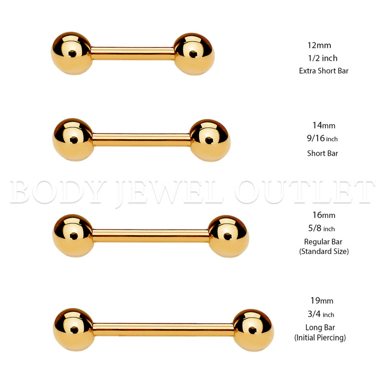 Rose Gold Balls on Steel Bars Full Set Barbell Nipple Piercings Tongue Rings 