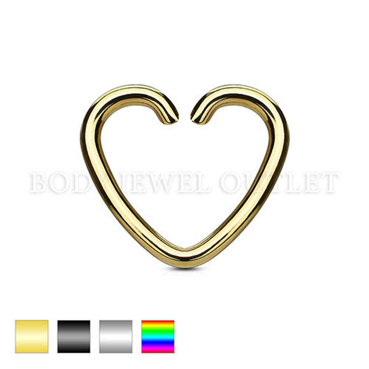 Ear Cartilage piercing Gold IP Heart Ring Steel | BodyJewelOutlet