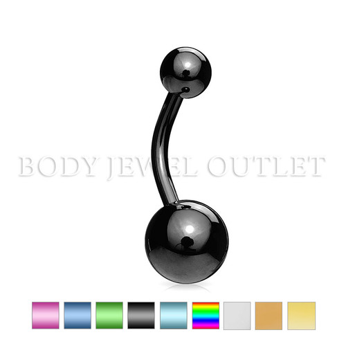 Belly Piercing Black Ion Plating Steel | BodyJewelOutlet