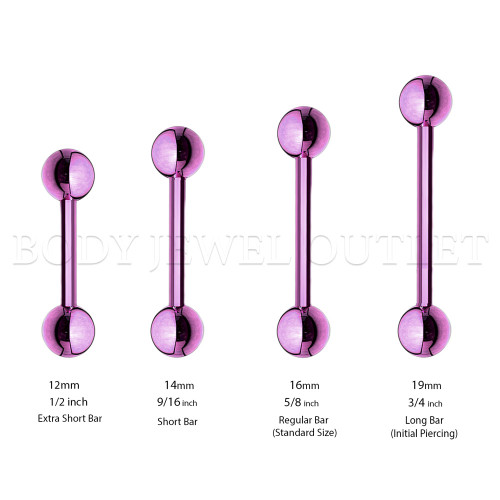 Purple IP Steel Ball 5mm - 316L Surgical Steel Straight Barbell/Tongue Piercing - 14 Gauge (1 Piece)
