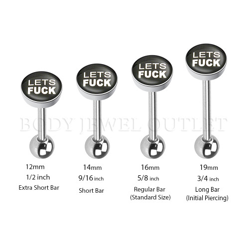 Lets Fuck - Steel Ball 5mm - 316L Surgical Steel Straight Barbell/Tongue Piercing - 14 Gauge (1 Piece)