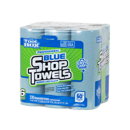 Shop Towels - 6 Pack, Blue, 55 Sheets