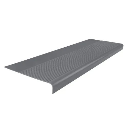 Roppe Ribbed Charcoal 48" Rubber Stair Tread- Square Nose