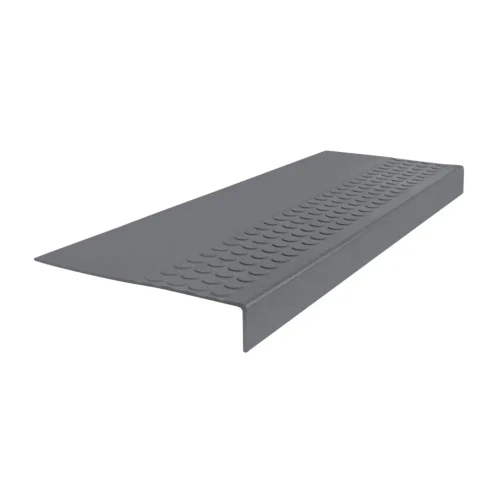 Flexco Medium Gray 72 inch 550 Heavy Duty Radial Metal Reinforced Nose Rubber Stair Tread