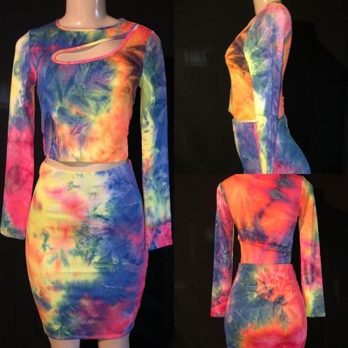 Tie Dye Long Sleeve Skirt Set Tie Dye Long Sleeve Skirt Set