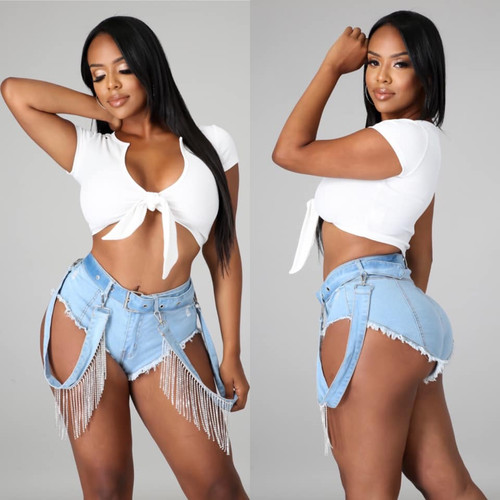 Overall Rhinestone Suspender Shorts Overall Rhinestone Suspender Shorts