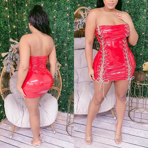 Lace Up Mini Tube Dress Lace Up Mini Tube Dress