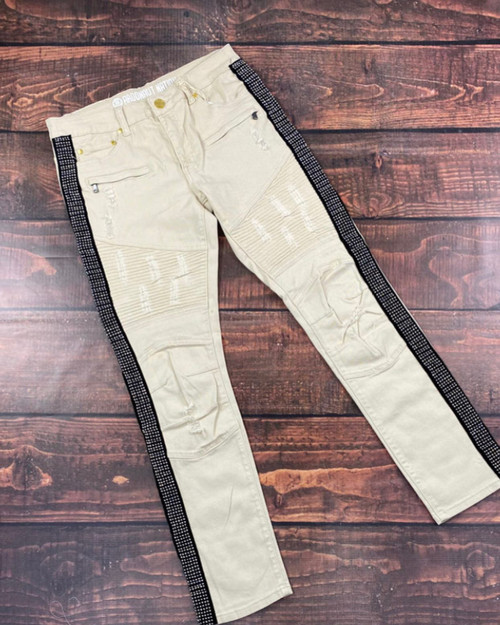 Rhinestone Side Jeans (Bone) Rhinestone Side Jeans (Bone)