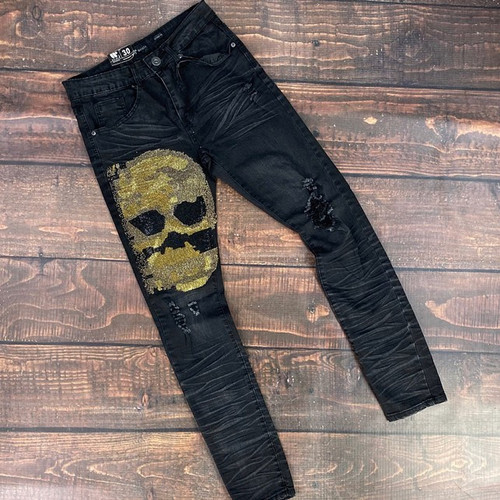 Black/Gold Skull Jeans Black/Gold Skull Jeans