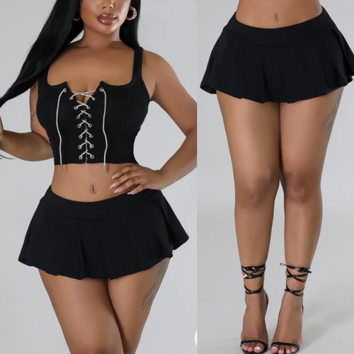 Cotton Mini Skirt (Black) Cotton Mini Skirt (Black)