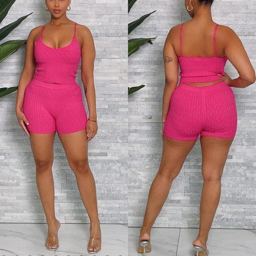 Ribbed Crop Top & Short Set (Pink) Ribbed Crop Top & Short Set (Pink)