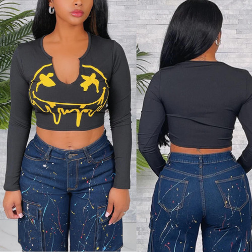 Smiley Face Rib Top (Black) Smiley Face Rib Top (Black)