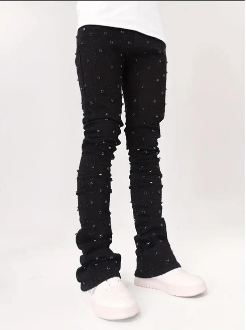 Rhinestone Stacked Jean (BLK) Rhinestone Stacked Jean (BLK)