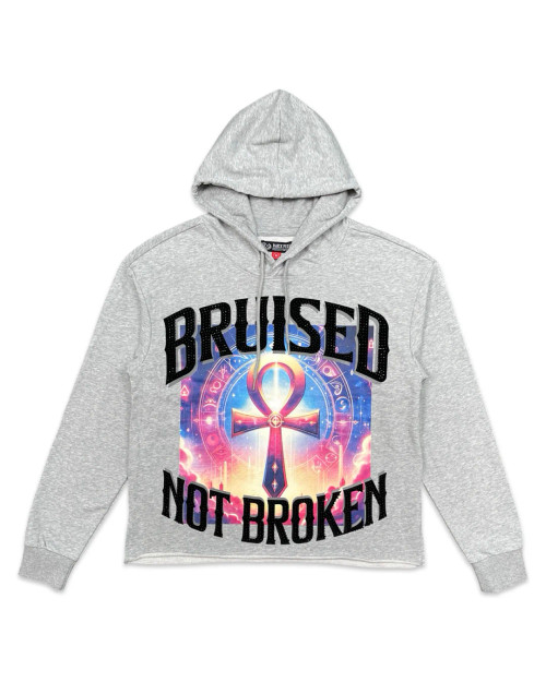 Bruised Not Broken Crop Hoody (H. Grey)