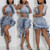 Rosy Ruffle Skirt Set (Denim)