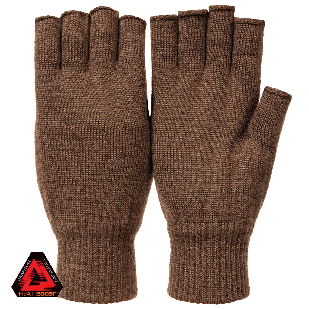 REDDISH BROWNのKNIT GLOVE Men's Easton Heat Boost Merino Wool Knit Fingerless Glove Ash Brown