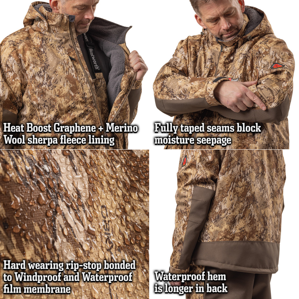 Men's Huron Heavyweight Heat Boost Merino Wool Waterfowl Jacket Obrys