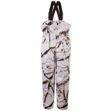 Rear view: Snow Camo Bib Overalls - Polyester lining.