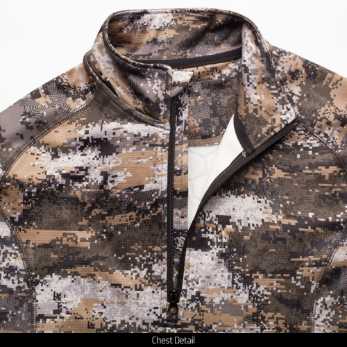 midweight camo hunting 1/2 Zip Pullover - Jacquard terry knit pattern for air flow.