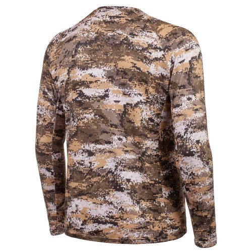 Rear view: midweight Hunting Base Layer Shirt - Treated with Microban for scent control.