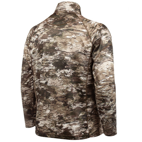 Rear angle view: Light Weight hunting Pullover - High stand collar.