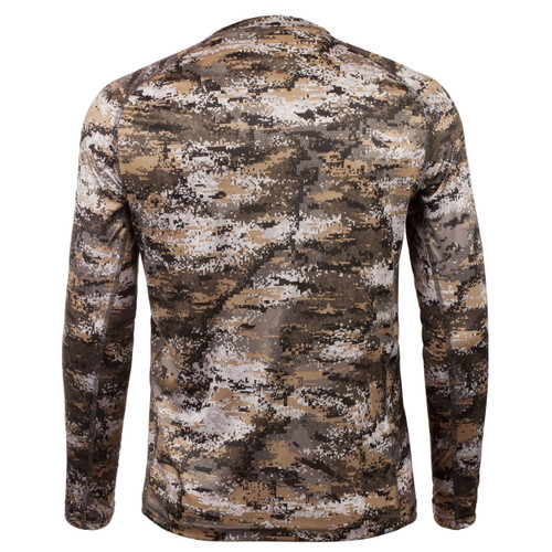 Rear view: Light Weight Camo hunting long sleeve shirt - Performance polyester.