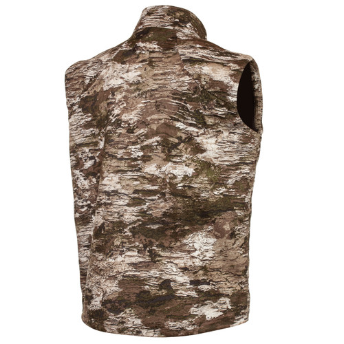 Rear view: Midweight Windproof hunting vest - Drop tail hem.