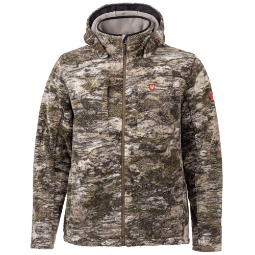 Hooded full zip Berber fleece heavy weight jacket with zipper hand pockets and zipper chest pockets.